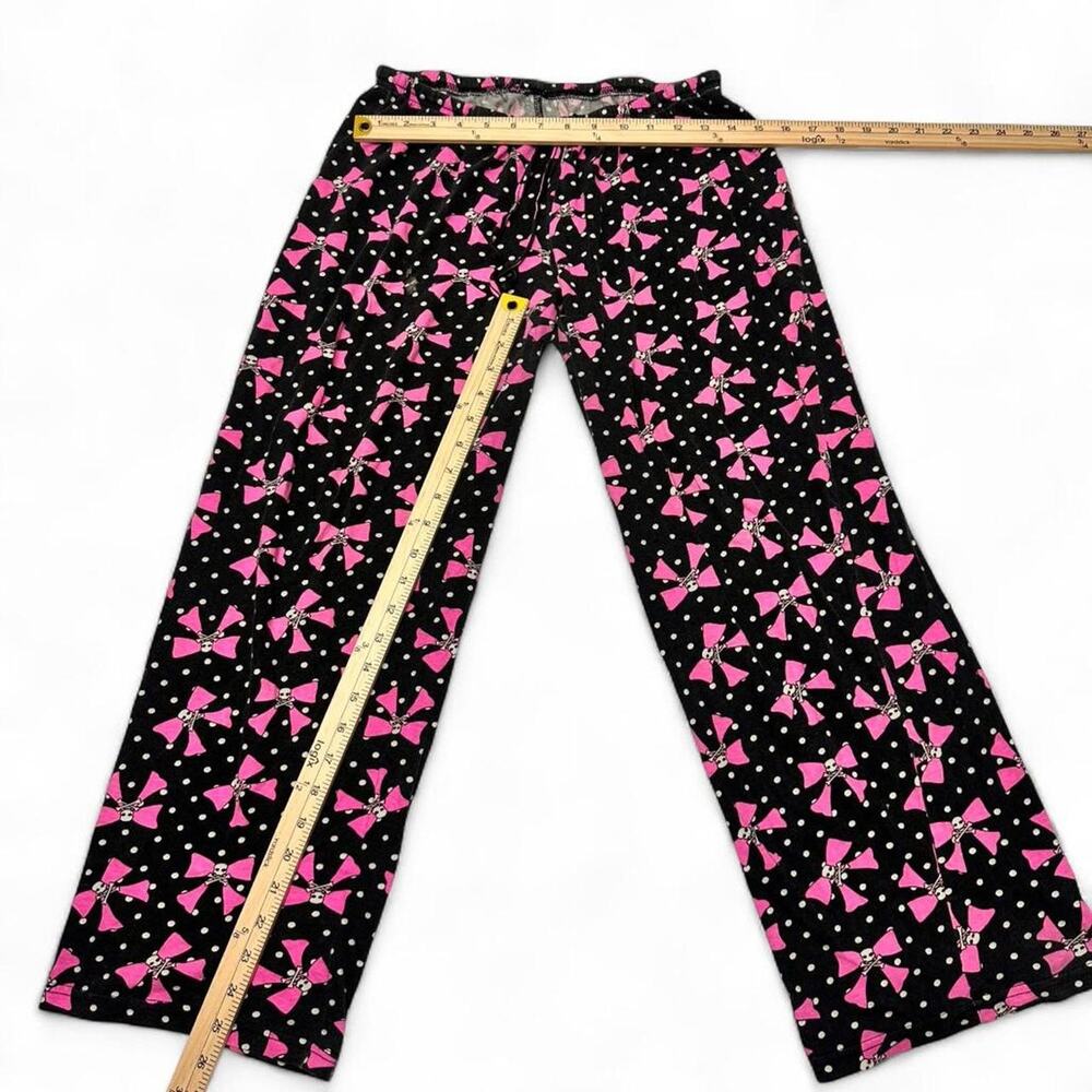 USA Ladies Black & White Polka Dots Skulls on Pink Bows Size Medium 100% Cotton - Picture 3 of 5